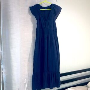 Cotton Tiered Navy Dress